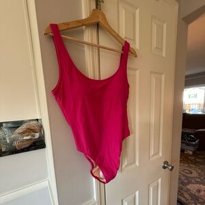 J Crew Heritage scoopback one piece swimsuit- Radiant Fuscia